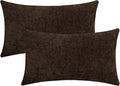 Jeneoo Coffee Brown Decorative Throw Pillow Covers Soft Chenille Comfy Lumbar Couch Cushion Cases for Living Room Sofa Decor (Set of 2, 12 x 20 Inches)