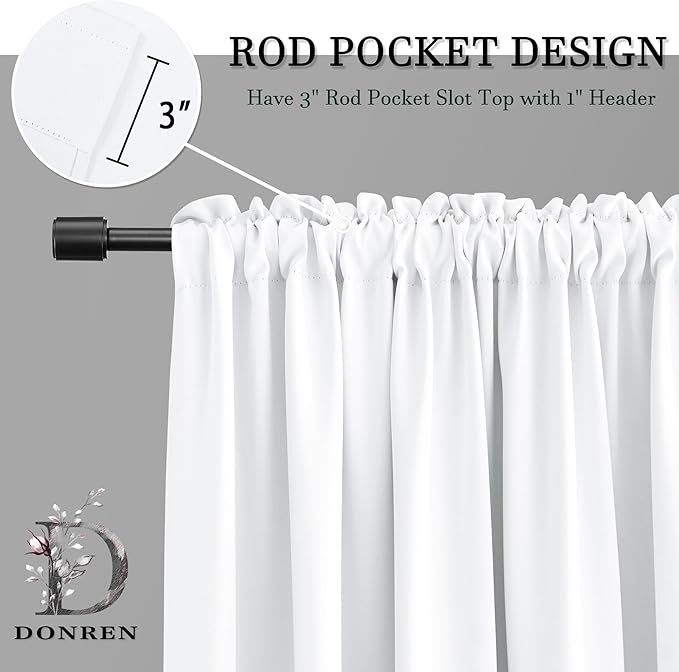 DONREN Extra Wide 60 Inches Wide Room Divider Curtains for Living Room -2 Panel Set Room Darkening Energy Efficient Curtains for Sliding Glass Patio Doors,Pure White,5FTx7FT(Total W120 x L84 Inch)