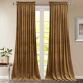 StangH 120 inches Curtains Gold Brown Blackout Velvet Drapes for Bedroom, Retro Thermal Insulated Light Blocking Window Curtains for Living Dining Room, W52 x L120, 2 Panels