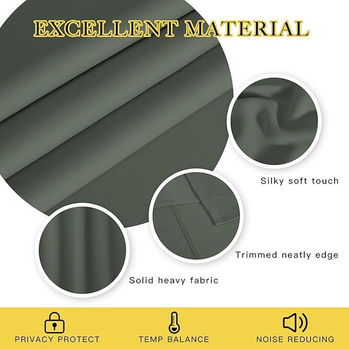 NICETOWN Blackout Kids Room Curtain 54 inch Length, Thermal Insulated Grommet Window Treatment Sound Reducing Room Darkening for Bedroom, Dark Mallard, 1 Panel, W66 x L54