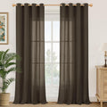 YoungsTex Brown Linen Semi Sheer Curtains 90 Inches Length for Living Room, Light Filtering Drapes Privacy with Grommet Decorative for Home Office Dining Room Bedroom, 2 Panels, 52 X 90 Inch