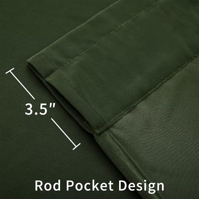 Joydeco Dark Olive Velvet Curtains 90 inch Length 2 Panels, Luxury Blackout Rod Pocket Thermal Insulated Window Curtains, Super Soft Room Darkening Drapes for Living Room Bedroom,W52 x L90 inches