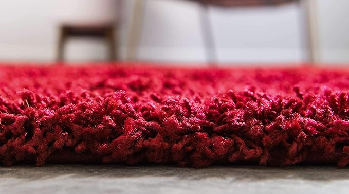 Unique Loom Solid Shag Collection Area Rug (10' x 13' 1" Rectangle Cherry Red)