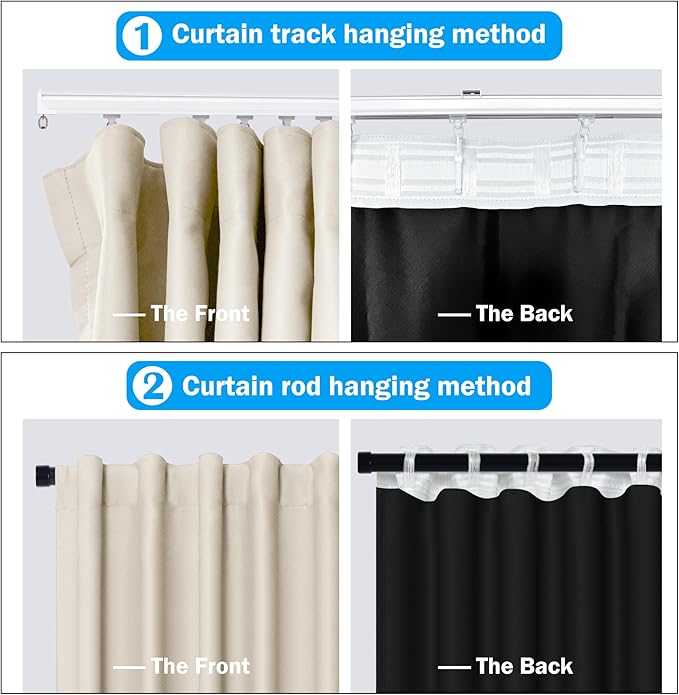 Room Divider Curtains Total Blackout Privacy Curtain Panel Room Thermal Insulated Noise Reduction Curtains for Bedroom Window Living Room Ceiling Track Curtain W 12.5 ft × H 8ft Beige