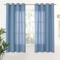 YoungsTex Denim Blue Linen Curtains 68 Inch Length for Living Room, Semi Sheer Light Filtering Window Drapes with Bronze Grommet Privacy for Farmhouse Bedroom, 52 x 68 Inch, 2 Panels
