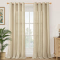 YoungsTex Burlap Linen Curtains with Grommet 84 Inch Length for Living Room, Natural Tan Light Filtering Drapes Privacy Semi Sheer for Farmhouse Bedroom, 2 Panels, 52 X 84 Inch