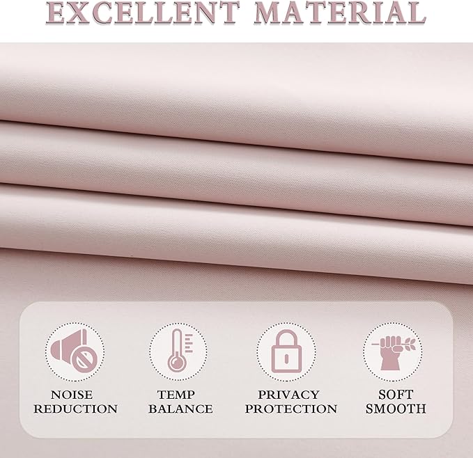 DONREN Blush Pink Curtains 80 Inches Long - 2 Panels Blackout Curtain Panels/Drapes for Girls Kids Bedroom Decor - Baby Pink Room Darkening Thermal Insulated for Baby Nursery W 52" x L 80"