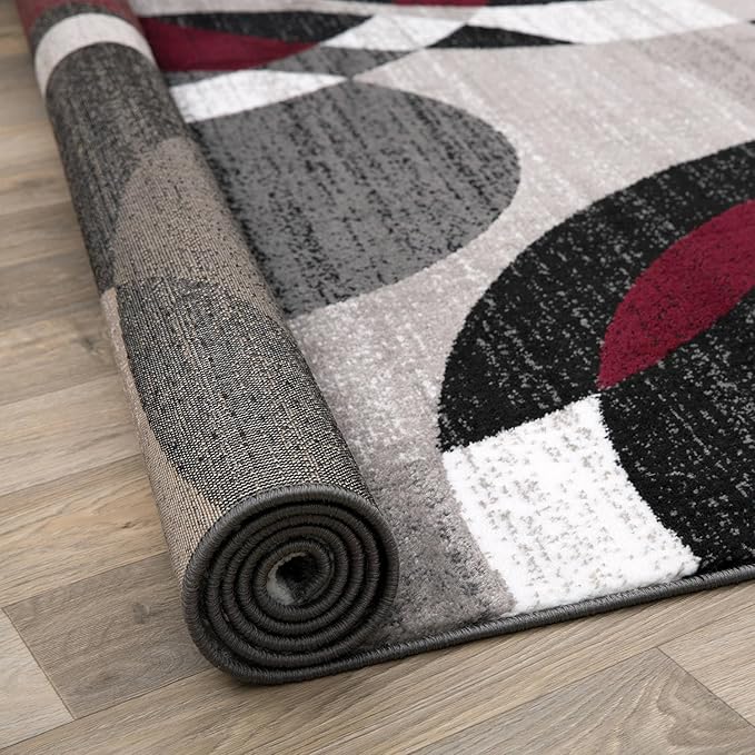 Rugshop Contemporary Abstract Circles Perfect for high Traffic Areas of Your Living Room,Bedroom,Home Office,Kitchen Runner Rug 2' x 10' Red