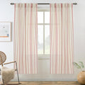 DriftAway Farmhouse Vertical Striped Linen Blend Textured Light Filtering Semi Sheer Curtains for Living Room Bedroom 63 Inches Long Drapes 2 Panels Linen Red