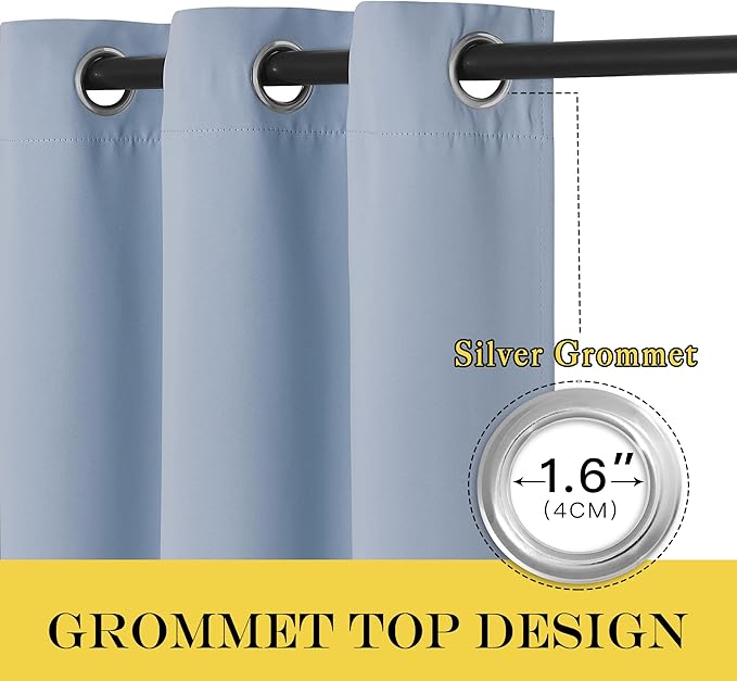 NICETOWN Blackout Patio Curtains 100 x 144 Inches Long for Sliding Door Extral Wide Blackout Curtain Panels Thermal Insulated Room Divider - Grommet Top, 100" W x 144" L, 1 Panel, Vintage Blue
