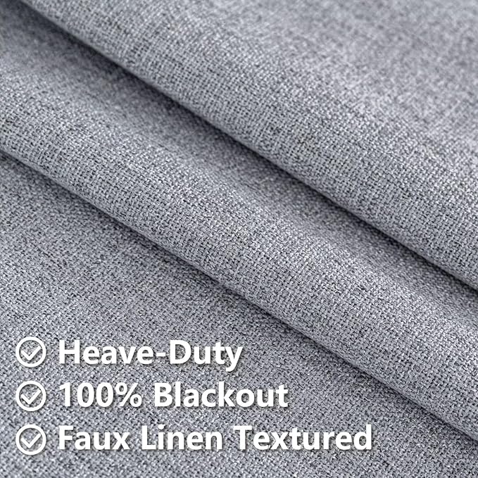 100% Blackout Curtains 108 Inches Long 2 Panels Set, Black Out Curtains for Living Room, Light Grey Thermal Insulated Grommet Drapes Bedroom Luxury Decor Privacy(52W × 108L inch, Light Grey)