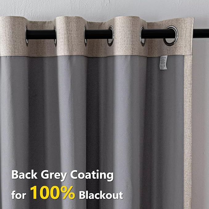 100% Blackout Curtains 90 Inch Length 2 Panels Set, Black Out Curtains for Living Room, Beige Thermal Insulated Grommet Drapes Bedroom Luxury Decor Privacy(70W × 90L inch, Beige)