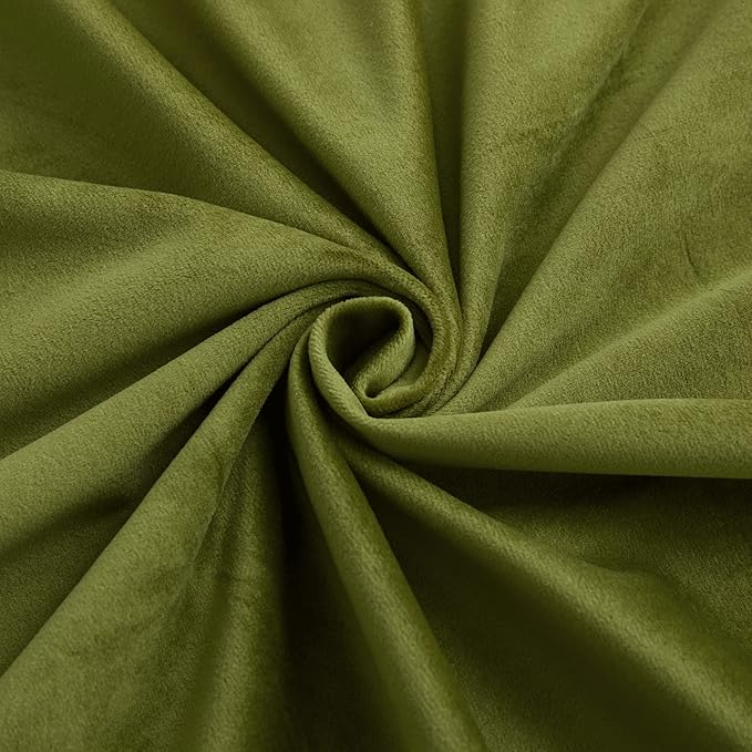 RYB HOME Velvet Curtains 90 inches Length, Back Tab & Rod Pocket Soft Fabric Curtains & Drapes for Bedroom Room Divider, Moss Green, W 62 x L 90, 2 Panels Set