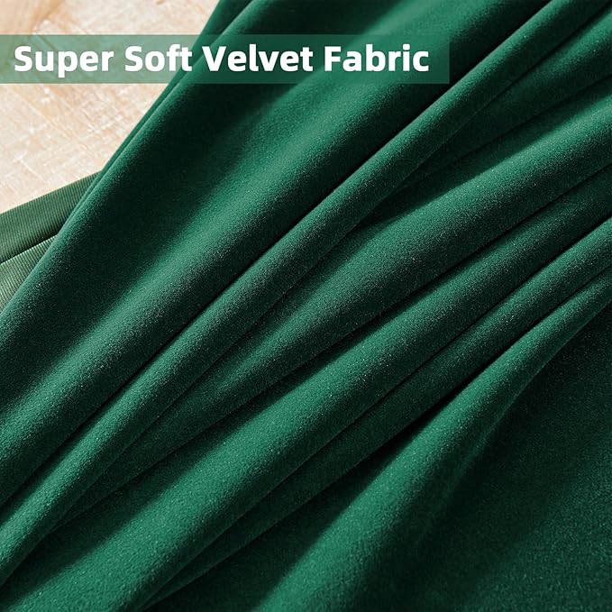 Joydeco Dark Green Velvet Curtains 96 inch Length 2 Panels Burg Set, Luxury Rod Pocket Thermal Insulated Window Blackout Curtain, Room Darkening Drapes for Living Dining Room Bedroom Privacy