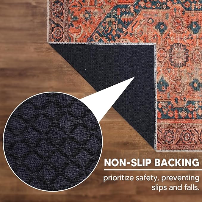 Keen Home Design 3x5 Rug - Machine Washable Entry Rug with Non-Slip Backing, Ideal for Enteryway, Kitchen, Bathroom, Laundry Room - Vintage, Easy Clean, Durable, Low Pile Rug - (3' x 5')