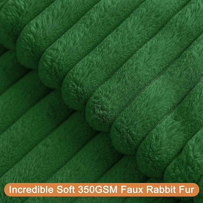 Christmas Dark Green Faux Fur Plush Throw Pillow Covers 16x16 Set of 2 Fuzzy Striped Soft Cozy Pillowcase Luxury Decorative Pillows Square Fluffy Cushion Covers for Couch Sofa Bed