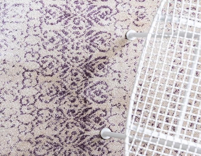 Unique Loom Del Mar Collection Area Rug - Jennifer (3' 3" x 5' 3" Rectangle, Purple/ Ivory)