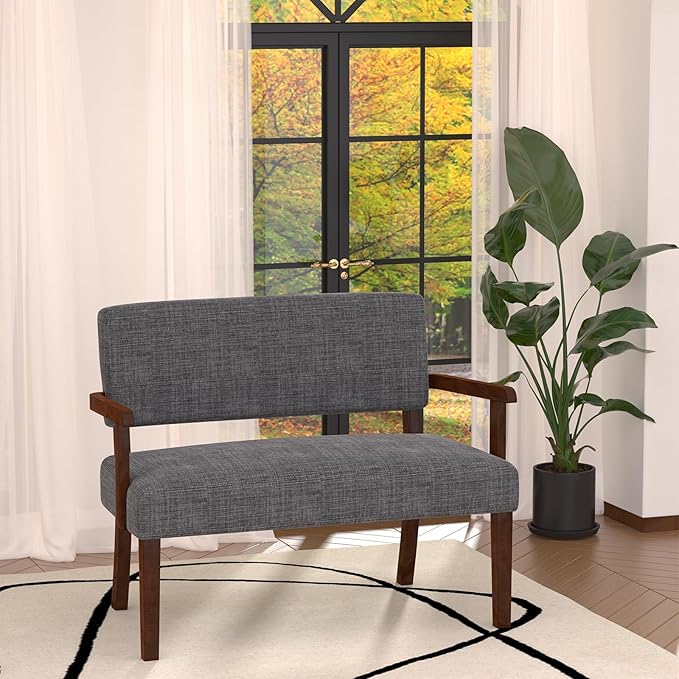 Accent Chair 2 Seat, Arm Chairs with Soft Seat and Armrests for Living Room, Love seat for Dining, Reading, and Waiting Rooms (Gray)