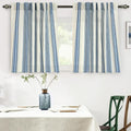 DriftAway Farmhouse Vertical Striped Linen Blend Textured Light Filtering Semi Sheer Curtains for Living Room Bedroom 36 Inches Long Drapes 2 Panels Broad Striped Linen Jean Navy