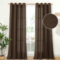 YoungsTex Brown Linen Curtains 95 Inches Long 2 Panels for Living Room, Chocolate Semi Sheer Drapes with Bronze Grommet Light Filtering Floor Length for Bedroom Dining Room Farmhouse, 52 x 95 Inch