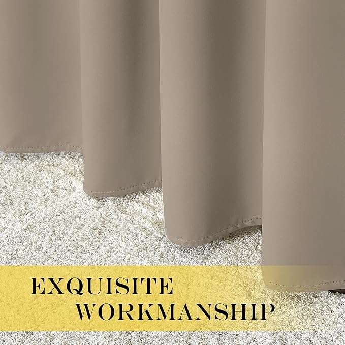 NICETOWN Bedroom Curtain Room Darkening Drapery 102 inches Length - Home Fashion Thermal Insulated Grommet Room Darkening Curtain for Living Room (Taupe, 1 Panel, 52 x 102 inches)