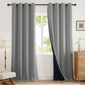 100% Blackout Curtains 80 inch Length 2 Panels Set for Living Room/Bedroom, Linen-Look Textured Full Light Blocking Room Darkening Thermal Insulated Noise Reduction Drapes (W52xL80, Grey)