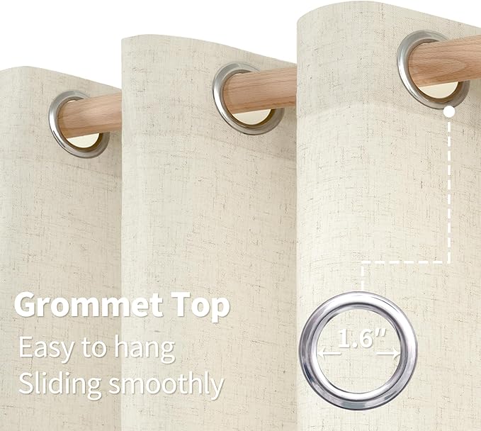 YoungsTex Linen Semi Sheer Curtains 84 Inch Length 2 Panels Set - Light Filtering Drapes with Grommet Window Treatments for Bedroom Living Room, 52 X 84 Inch