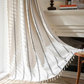 Sutuo Home Boho Curtains 108 Inches Long, Bohemian Drape for Bedroom Living Room, Privacy Country Semi Blackout Farmhouse for Halloween Decor Rod Pocket, 1 Panel W52 x L108 White and Black