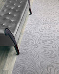 Custom Length Hallway Runner Rug,Slip Resistant,Floral Grey, 26 Inch X 11 feet, Sold and Priced Per Foot