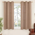 YoungsTex Mocha Brown Linen Curtains 54 Inch Length for Living Room Window, Short Light Filtering Drapes with Grommet Semi Sheer Rustic for Bedroom Windows, 2 Panels, 42 X 54 Inch