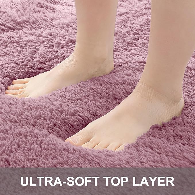 OLANLY 8x10 Machine Washable Large Area Rugs for Living Room, Bedroom, Soft Fluffy Shaggy Bedside Rug, Indoor Floor Carpet for Kids Girls and Boys, Dorms, Nursery, Home Decor Aesthetic, Blush