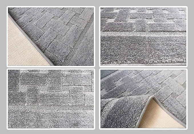 15 Ft Long, Grey, Non-Slip Washable Carpet Runner Rug with Rubber Backing, Custom Floor Mat for Kitchen Hallway Stairs Bedroom Bathroom Entryway, Your Choice of Length (26" X 15')