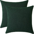 Jeneoo Hunter Green Decorative Square Thick Throw Pillow Covers Fine Textured Boucle Couch Cushion Cases for Livingroom Sofa Decor, Set of 2, 18 x 18 Inch
