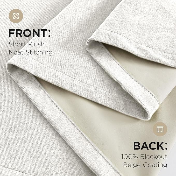 Joydeco White 100% Blackout Curtains 96 Inch 2 Panels, Luxury Thermal White Velvet Curtains for Bedroom Living Room, Soundproof Blackout Window Drapes, Grommet Top (52W x 96L)