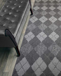 Custom Length Hallway Runner Rug,Slip Resistant,Squares Anthracite, 26 Inch X 19 feet, Sold and Priced Per Foot