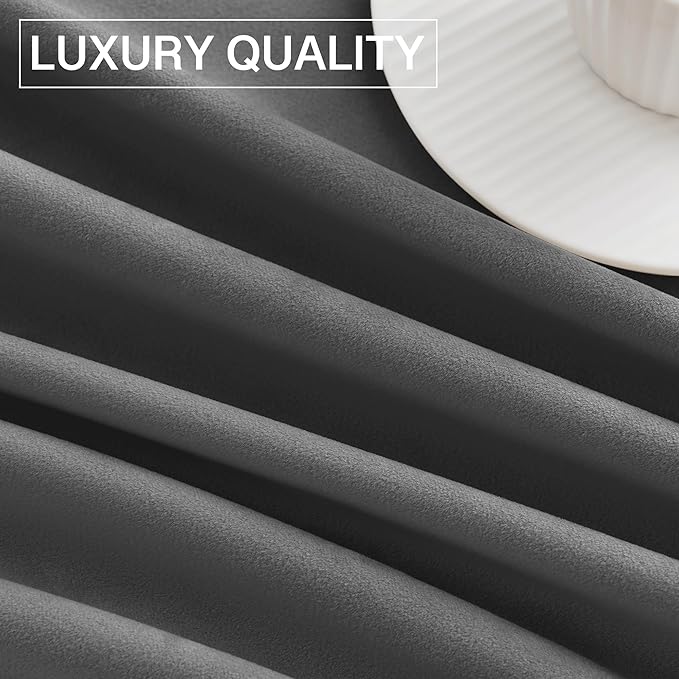 StangH Gray Velvet Curtains 96 inches - Bedroom Luxury Velvet Curtain Panels Blackout Draperies Heat Insulated Sliding Door Panel Drapes, 52 by 96 inches Long, 2 Panels