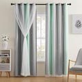 XiDi Bedroom Decor Blackout Curtains for Girl & Kids Room - Rainbow, Unicorn Wall Decals - Green, Light Grey - 52x63 Inch Long, 1 Panel