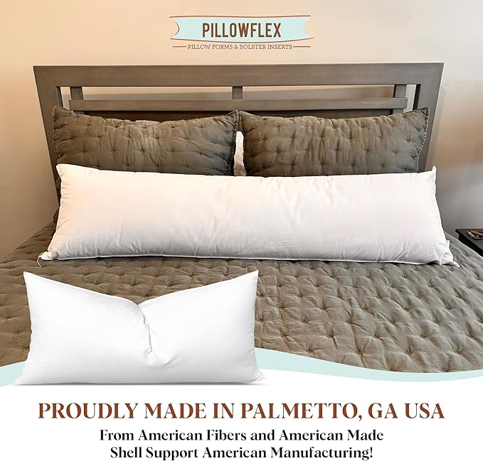 Pillowflex Synthetic Down Pillow Insert - 21x37 Down Alternative Pillow, Ultra Soft Oversized King Bed Sleeping Pillow, Large Rectangle Sham - 1 Decorative Pillow Form