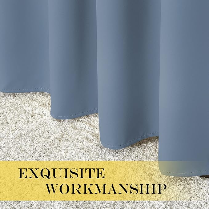 NICETOWN Room Darkening Curtain for Living Room - Energy Saving Thermal Insulated Grommet Room Darkening Curtain/Drape for Bedroom (1 Panel, 46 by 72, Stone Blue)