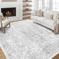 vivorug 5x7 Area Rugs - Ultra-Thin Washable Rug with Non-Slip Backing, Ideal for Living Room, Bedroom, Dining Room Indoor - Vintage, Easy Clean, Durable, Low Pile Rug Grey