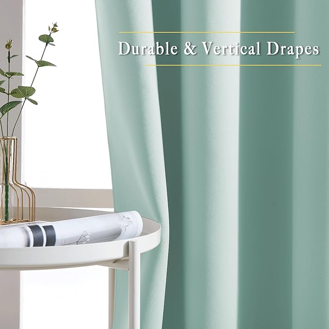 NICETOWN Light Reducing Grommet Curtains - Triple Woven Textured Soft Curtain Panels for Living Room Window Treatment Drapes for Sliding Door (W80 x L108, Aqua Blue, 2 Pieces)