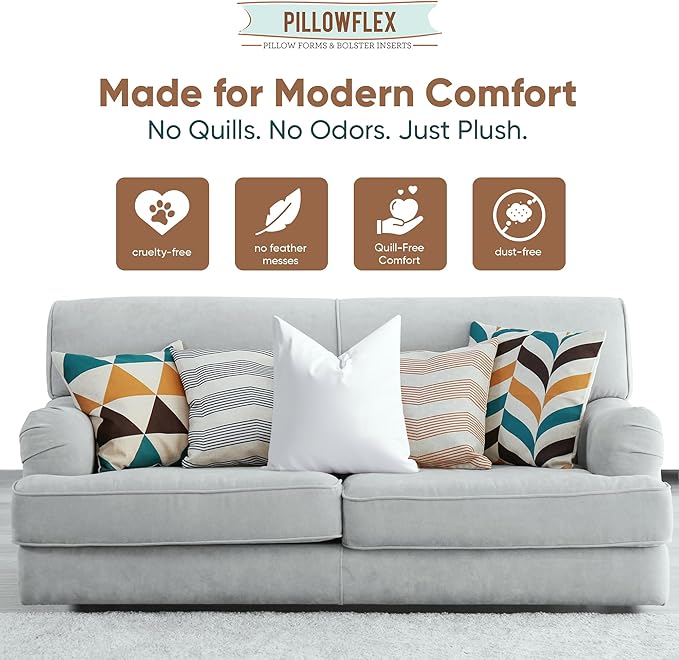 Pillowflex Synthetic Down Alternative Pillow Inserts for Shams - Comfy Pillows for Sleeping, Perfect Pillow & Best Sleeping Pillows, Handmade Down Alternative Throw Pillow Inserts - (30x30 Set of 2)