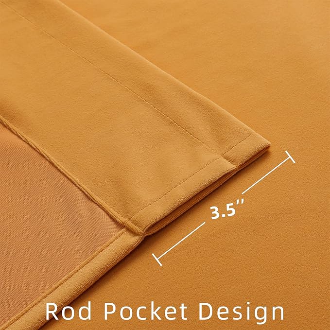 Joydeco Customized Curtains, Super Soft Velvet Curtains for Bedroom and Living Room, Heavy Duty Luxury Thermal Insulated Golden Yellow Velvet Curtains Rod Pocket 1 Panel, Custom Size