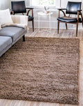 Unique Loom Solid Shag Collection Area Rug (8' x 11' Rectangle, Sandy Brown)