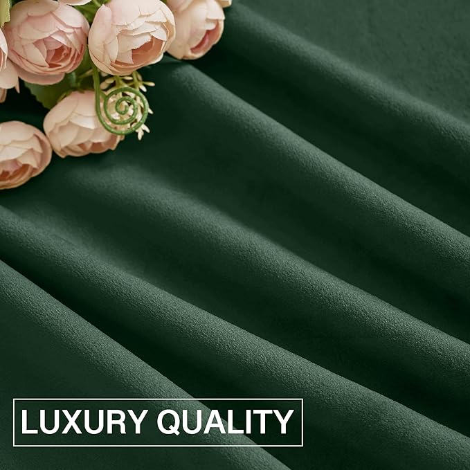 StangH Christmas Dark Green Curtains Soft Thick Velvet Room Darkening Privacy Protect Panels for Window Door Nursery Bedroom Rod Pocket Luxury Curtains, W42 x L84, 2 Panels
