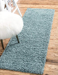 Unique Loom Solid Shag Collection Area Rug (2' 7" x 10' Runner Light Slate Blue)