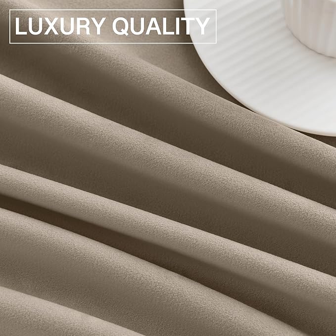 StangH 120 inches Velvet Curtains - Camel Beige Room Darkening Window Drapes Thick Heavy Thermal Insulated Long Dividers for Living Room/Office, W52 x L120, 2 Panels