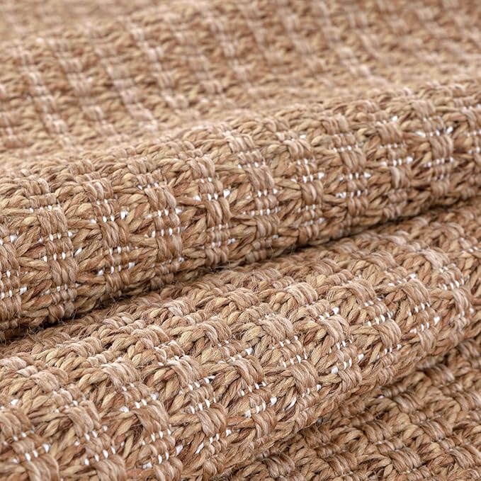Easy Jute Rug 6x9 Indoor Outdoor Natural Rugs Solid Fiber Rug Woven Area Rug Boho Easy Clean Inside Carpet for Living Room Bedroom Dining Room Hallway or Outdoor Patio Porch (6 X 9 Natural)