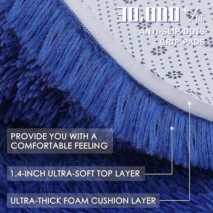 OLANLY 5x8 Machine Washable Large Area Rugs for Living Room, Bedroom, Soft Fluffy Shaggy Bedside Rug, Indoor Floor Carpet for Kids Girls and Boys, Dorms, Nursery, Home Decor Aesthetic, Navy Blue