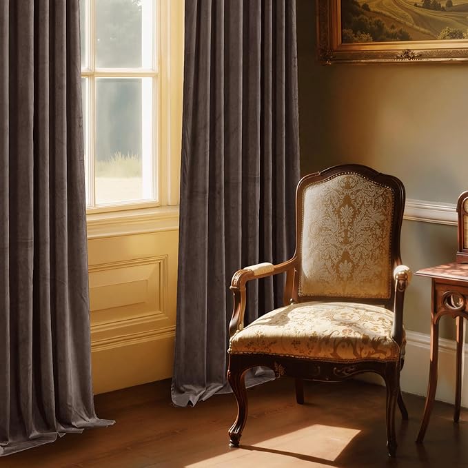 StangH Reddish Brown Curtains 84 inch Long for Bedroom, Soft Velvet Window Treatment Room Darkening Thick Decorative Drapes for Living Dining Room, W52 x L84, 2 Panels